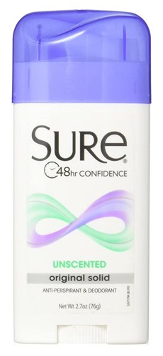 Sure Deodorant 2.7oz Original Solid Unscented (47903)<br><br><span style="color:#FF0101"><b>12 or More=Unit Price $2.35</b></span style><br>Case Pack Info: 12 Units