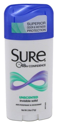 Sure Deodorant 2.6oz Invisible Solid Unscented (47913)<br><br><span style="color:#FF0101"><b>12 or More=Unit Price $2.35</b></span style><br>Case Pack Info: 12 Units