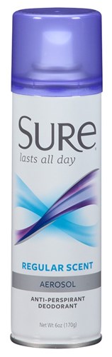 Sure Deodorant 6oz Aerosol Regular Scent (47916)<br><br><span style="color:#FF0101"><b>12 or More=Unit Price $4.05</b></span style><br>Case Pack Info: 12 Units