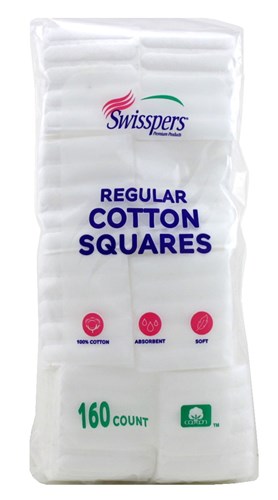 Swisspers Cotton Squares 160 Quilted (48205)<br><br><span style="color:#FF0101"><b>12 or More=Unit Price $3.87</b></span style><br>Case Pack Info: 24 Units