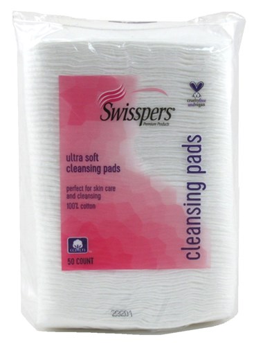 Swisspers Cleansing Pads Ultra Soft 50 Count 100% Cotton (48274)<br><br><span style="color:#FF0101"><b>12 or More=Unit Price $3.20</b></span style><br>Case Pack Info: 18 Units