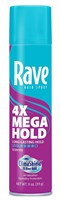 Rave 4X Mega Hold Hairspray Scented 11oz Aerosol (48801)<br><br><span style="color:#FF0101"><b>12 or More=Unit Price $3.09</b></span style><br>Case Pack Info: 12 Units