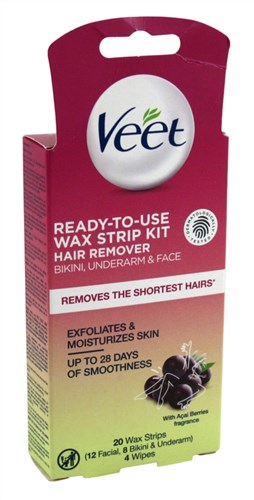 Veet Botanic Wax Strip Kit 20 Count(Bikini-Underarm-Face) (50007)<br><br><br>Case Pack Info: 6 Units