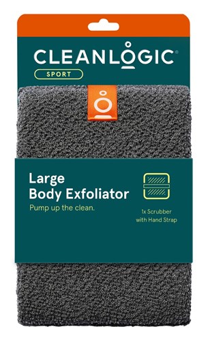Clean Logic Sport Large Body Exfoliator With Hand Strap (50216)<br><br><span style="color:#FF0101"><b>12 or More=Unit Price $3.52</b></span style><br>Case Pack Info: 48 Units