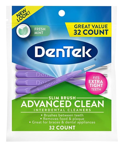 Dentek Slim Brush Advanced Clean Tight Teeth 32 Count (51113)<br><br><span style="color:#FF0101"><b>12 or More=Unit Price $4.74</b></span style><br>Case Pack Info: 36 Units