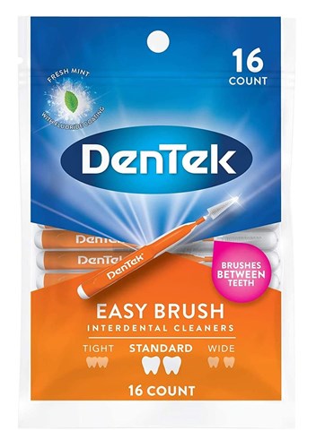 Dentek Easy Brush Cleaners Standard Spaces 16 Count (51116)<br><br><span style="color:#FF0101"><b>12 or More=Unit Price $4.28</b></span style><br>Case Pack Info: 36 Units