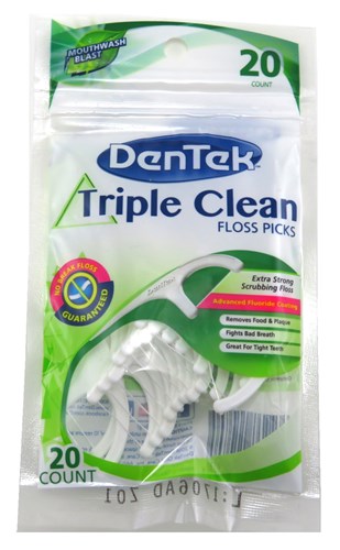 Dentek Floss Picks Triple Clean Mouthwash 20 Count (6 Pieces) (51167)<br><br><br>Case Pack Info: 6 Units