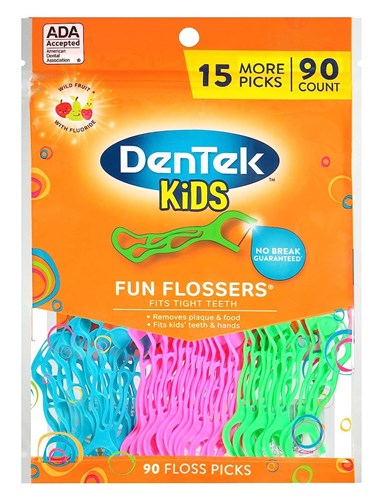 Dentek Kids Floss Picks Fun Flossers 90 Count (51176)<br><br><span style="color:#FF0101"><b>12 or More=Unit Price $3.33</b></span style><br>Case Pack Info: 36 Units