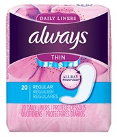 Always Dailies Liner Thin Regular 20 Count (24 Pieces) (51529)<br><br><br>Case Pack Info: 1 Unit