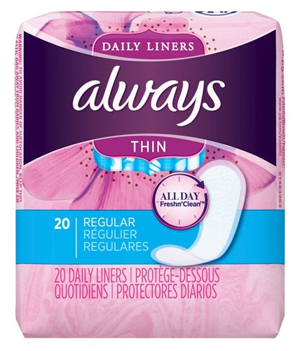 Always Dailies Liner Thin Regular 20 Count (24 Pieces) (51529)<br><br><br>Case Pack Info: 1 Unit