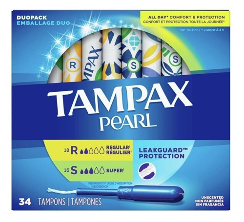 Tampax Tampons Pearl Duo Pack 34 Ct Unscentd 17 Reg+17 Super (51538)<br><br><br>Case Pack Info: 6 Units