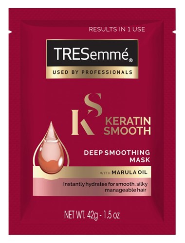 Tresemme Mask Keratin Smooth W/Marula Oil Packs 1.5oz(10 Pieces) (51757)<br><br><br>Case Pack Info: 2 Units