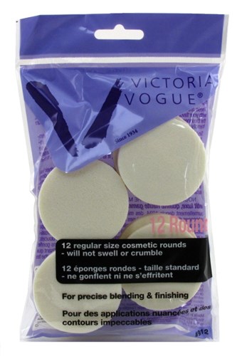 Victoria Vogue #912 Cosmetic Rounds 12 Count Regular Size (52085)<br><br><span style="color:#FF0101"><b>12 or More=Unit Price $2.68</b></span style><br>Case Pack Info: 48 Units