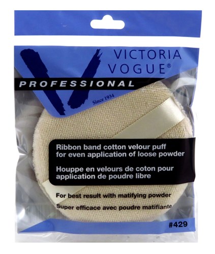 Victoria Vogue #429 Round Puff Loose Powder (52086)<br><br><span style="color:#FF0101"><b>12 or More=Unit Price $1.43</b></span style><br>Case Pack Info: 72 Units