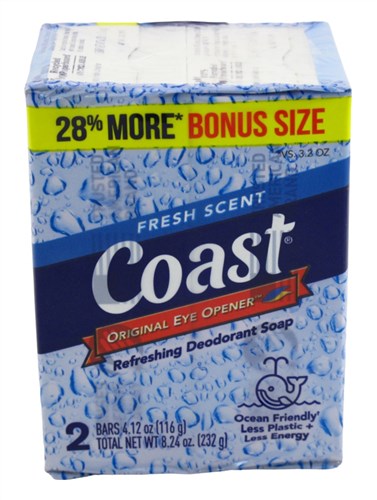 Coast Bath Bars Fresh Scent 4.12oz 2 Count Bonus Size (52692)<br><br><span style="color:#FF0101"><b>12 or More=Unit Price $0.95</b></span style><br>Case Pack Info: 24 Units