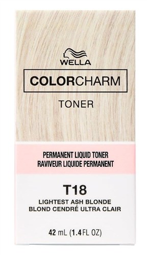 Wella Color Charm Liquid Toner #T18 Lightest Ash Blonde (53103)<br><span style="color:#FF0101">(ON SPECIAL 10% OFF)</span style><br><span style="color:#FF0101"><b>6 or More=Special Unit Price $3.48</b></span style><br>Case Pack Info: 36 Units