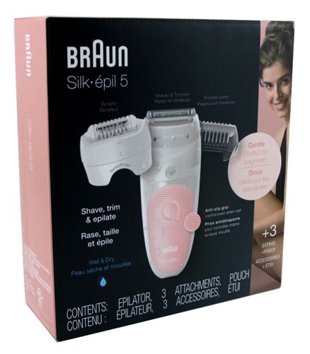 Braun Epilator Silk Epil 5 + 3 Attachments And Pouch (54087)<br><br><br>Case Pack Info: 6 Units