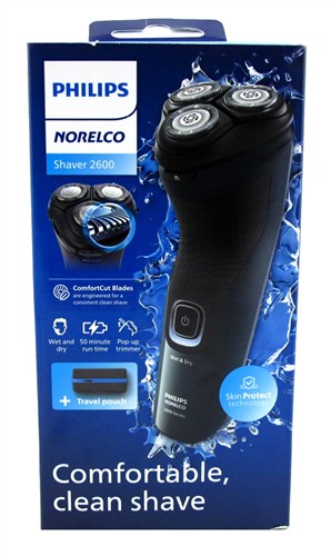 Philips Norelco Shaver 2600 + Travel Pouch Rechargeable (54177)<br><br><span style="color:#FF0101"><b>3 or More=Unit Price $49.39</b></span style><br>Case Pack Info: 2 Units