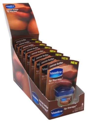 Vaseline Lip Therapy Cocoa Butter 0.25oz Jar (8 Pieces)Display (54290)<br><br><br>Case Pack Info: 4 Units