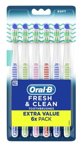 Oral-B Toothbrush Fresh & Clean Soft 6 Pack (54397)<br><br><br>Case Pack Info: 24 Units