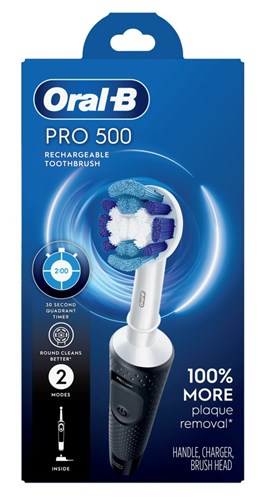 Oral-B Toothbrush Pro 500 Rechargeable (54408)<br><br><br>Case Pack Info: 3 Units