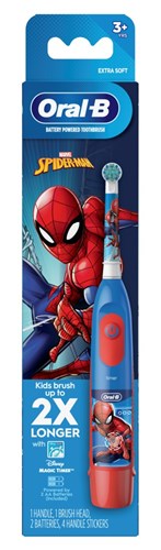 Oral-B Toothbrush Kids X-Soft Battery Powered Spiderman (54414)<br><br><br>Case Pack Info: 12 Units