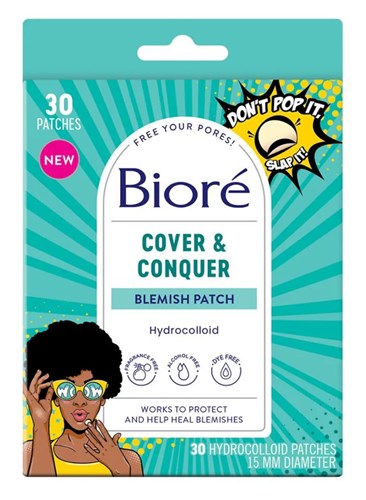 Biore Cover & Conquer Blemish Patch Hydrocolloid 30 Count (54489)<br><br><br>Case Pack Info: 18 Units
