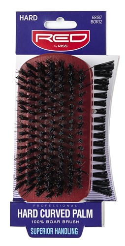 Kiss Red Pro Brush Hard Curved Palm (6 Pieces) Boar (57901)<br><br><br>Case Pack Info: 12 Units