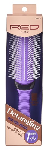 Kiss Red Brush Detangling 7 Rows Non-Slip (57913)<br><br><br>Case Pack Info: 36 Units