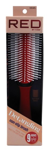 Kiss Red Brush Detangling 9 Rows Non-Slip (57914)<br><br><br>Case Pack Info: 36 Units