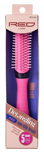 Kiss Red Brush Detangling 5 Rows Non-Slip Mini (57915)<br><br><br>Case Pack Info: 36 Units