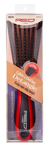 Kiss Red Brush Glide & Define Detangle 9 Row Non-Slip Red (57926)<br><br><br>Case Pack Info: 96 Units