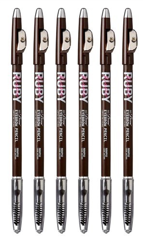 Kiss Go Brow Eyebrow Wooden Pencil Dark Brown (6 Pieces) (59958)<br><br><br>Case Pack Info: 12 Units