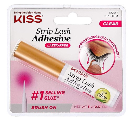 Kiss Strip Lash Adhesive With Aloe Brush-On (Clear) (59984)<br><br><span style="color:#FF0101"><b>12 or More=Unit Price $2.67</b></span style><br>Case Pack Info: 36 Units