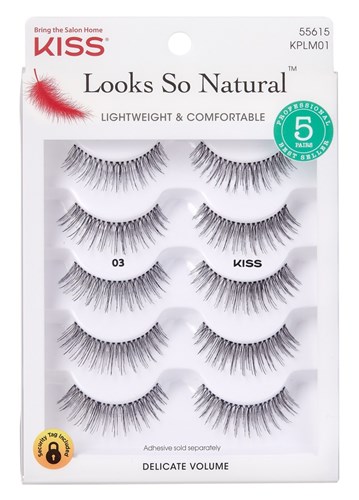 Kiss Looks So Natural Lashes #03 Lightweight & Comfortable (59986)<br><br><span style="color:#FF0101"><b>12 or More=Unit Price $10.10</b></span style><br>Case Pack Info: 36 Units