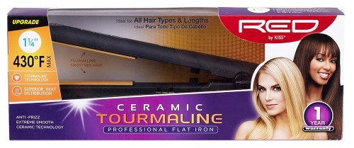 Kiss Red Flat Iron 1.25Inch Ceramic Tourmaline (60057)<br><br><span style="color:#FF0101"><b>3 or More=Unit Price $18.00</b></span style><br>Case Pack Info: 12 Units