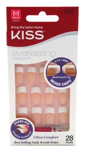 Kiss Everlasting French 28 Count Medium Flexi-Fit (60072)<br><br><span style="color:#FF0101"><b>12 or More=Unit Price $4.69</b></span style><br>Case Pack Info: 36 Units