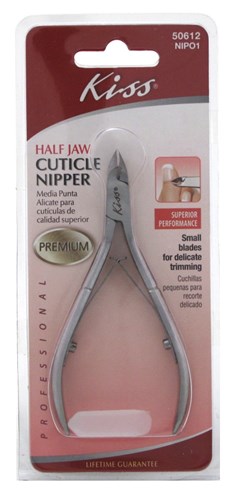 Kiss Cuticle Nipper Half Jaw  (60311)<br><br><span style="color:#FF0101"><b>12 or More=Unit Price $6.31</b></span style><br>Case Pack Info: 72 Units