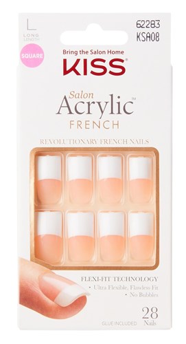 Kiss Salon Acrylic French 28 Count Long Length Nude (60327)<br><br><span style="color:#FF0101"><b>12 or More=Unit Price $5.79</b></span style><br>Case Pack Info: 36 Units