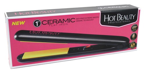Hot Beauty Ceramic Flat Iron 1Inch (60488)<br><br><span style="color:#FF0101"><b>3 or More=Unit Price $8.89</b></span style><br>Case Pack Info: 12 Units