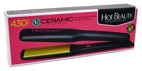 Hot Beauty Ceramic Flat Iron 1.5Inch (60489)<br><br><span style="color:#FF0101"><b>3 or More=Unit Price $8.87</b></span style><br>Case Pack Info: 12 Units