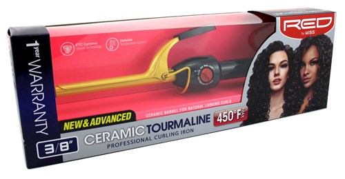 Kiss Red Ceramic Curling Iron 3/8Inch (60502)<br><br><span style="color:#FF0101"><b>3 or More=Unit Price $17.77</b></span style><br>Case Pack Info: 12 Units