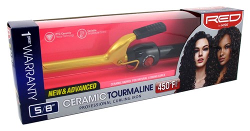 Kiss Red Ceramic Curling Iron 5/8Inch (60503)<br><br><span style="color:#FF0101"><b>3 or More=Unit Price $17.77</b></span style><br>Case Pack Info: 12 Units