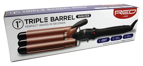 Kiss Red Triple Barrel Waver 1Inch (60507)<br><br><span style="color:#FF0101"><b>3 or More=Unit Price $21.31</b></span style><br>Case Pack Info: 12 Units
