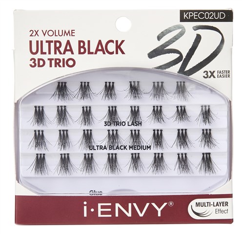 Kiss I Envy Ultra Black 3D Trio Medium 2X Volume Lashes (60513)<br><br><span style="color:#FF0101"><b>12 or More=Unit Price $3.66</b></span style><br>Case Pack Info: 36 Units