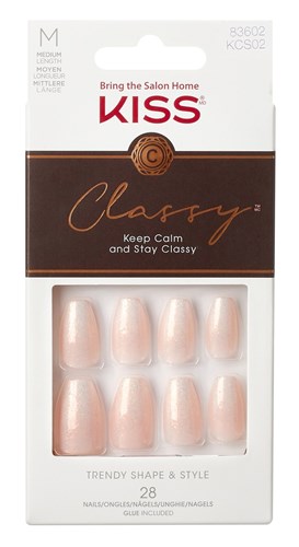 Kiss Classy Nails 28 Count Medium Length Pink (60782)<br><br><span style="color:#FF0101"><b>12 or More=Unit Price $5.50</b></span style><br>Case Pack Info: 36 Units