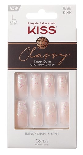 Kiss Classy Nails 28 Count Long Length Sparkles (60783)<br><br><span style="color:#FF0101"><b>12 or More=Unit Price $5.50</b></span style><br>Case Pack Info: 36 Units