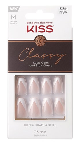 Kiss Classy Nails 28 Count Medium Length Chevron Tip (60784)<br><br><span style="color:#FF0101"><b>12 or More=Unit Price $5.50</b></span style><br>Case Pack Info: 36 Units