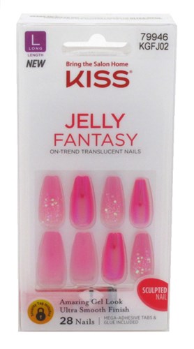 Kiss Jelly Fantasy 28 Count Dark Pink Long Length (60806)<br><br><span style="color:#FF0101"><b>12 or More=Unit Price $6.17</b></span style><br>Case Pack Info: 36 Units