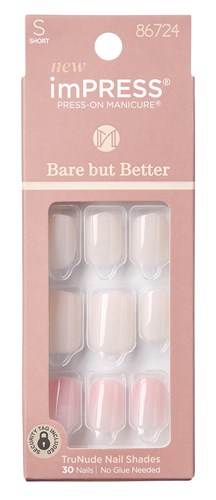 Kiss Bare But Better Nails 30 Count Short Effortless Finish (60876)<br><br><span style="color:#FF0101"><b>12 or More=Unit Price $5.80</b></span style><br>Case Pack Info: 36 Units